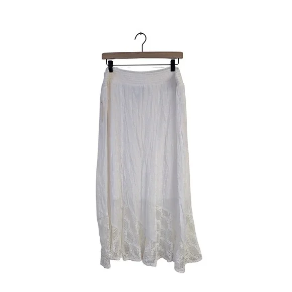 Apt. 9 Lace Trim Midi‎ Skirt Flowy Fairy Ethereal Boho Rayon Blend White XXL NWT - Picture 8 of 8